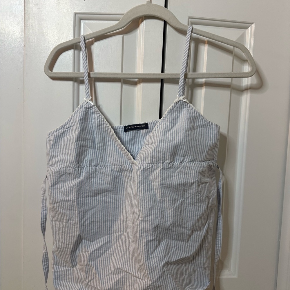 Brandy Melville Blue and White Striped Tank Top